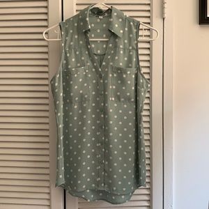 Express Portofino Polka Dot Shirt XS- Teal / White